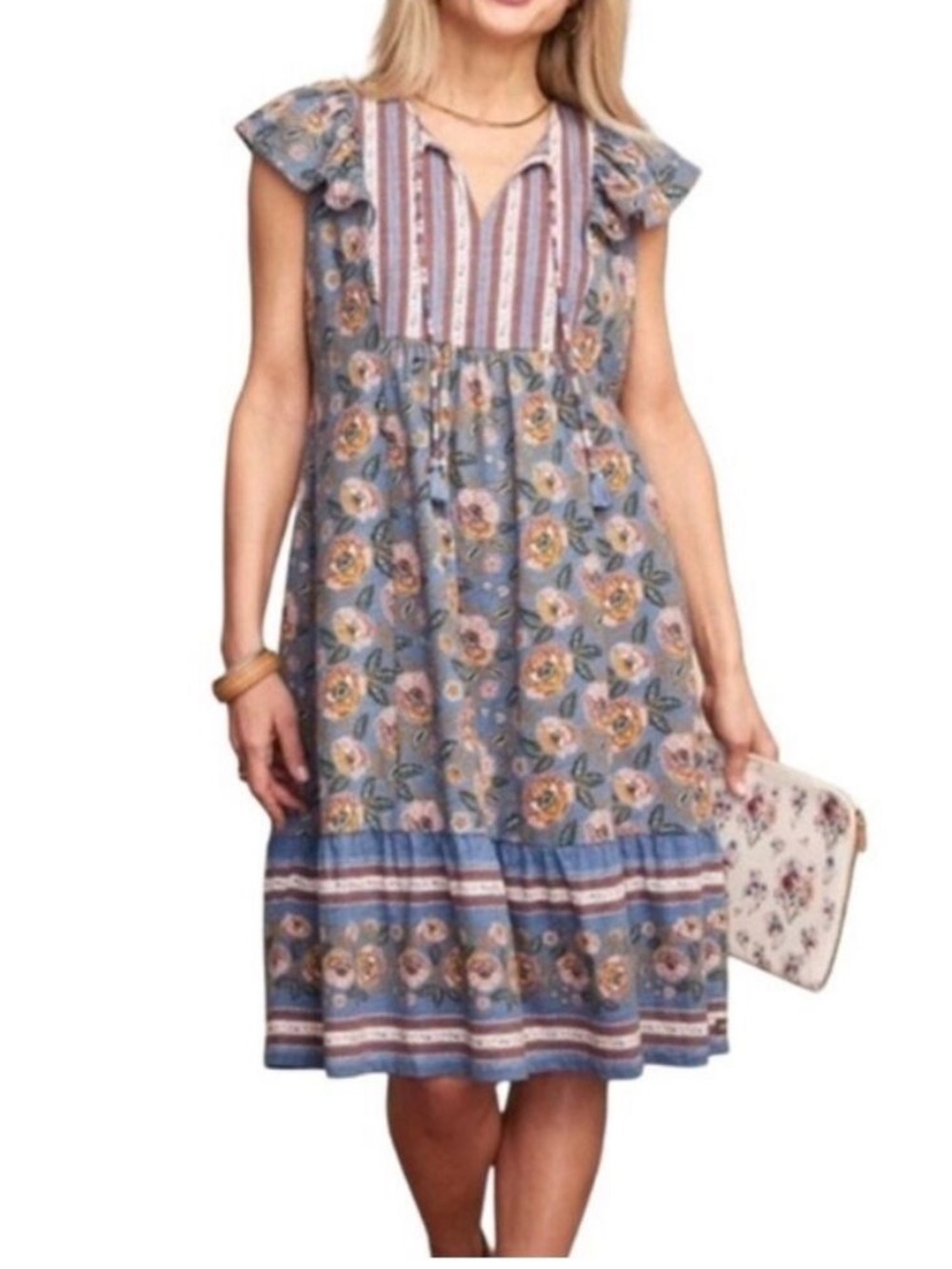 Matilda Jane Blue Floral Pasture Flutter Dress - Size Medium